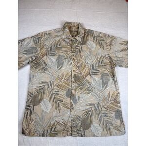 Cooke Street Mens Hawaiian Floral Reverse Print Pocket Shirt Short Sleeve Sz L